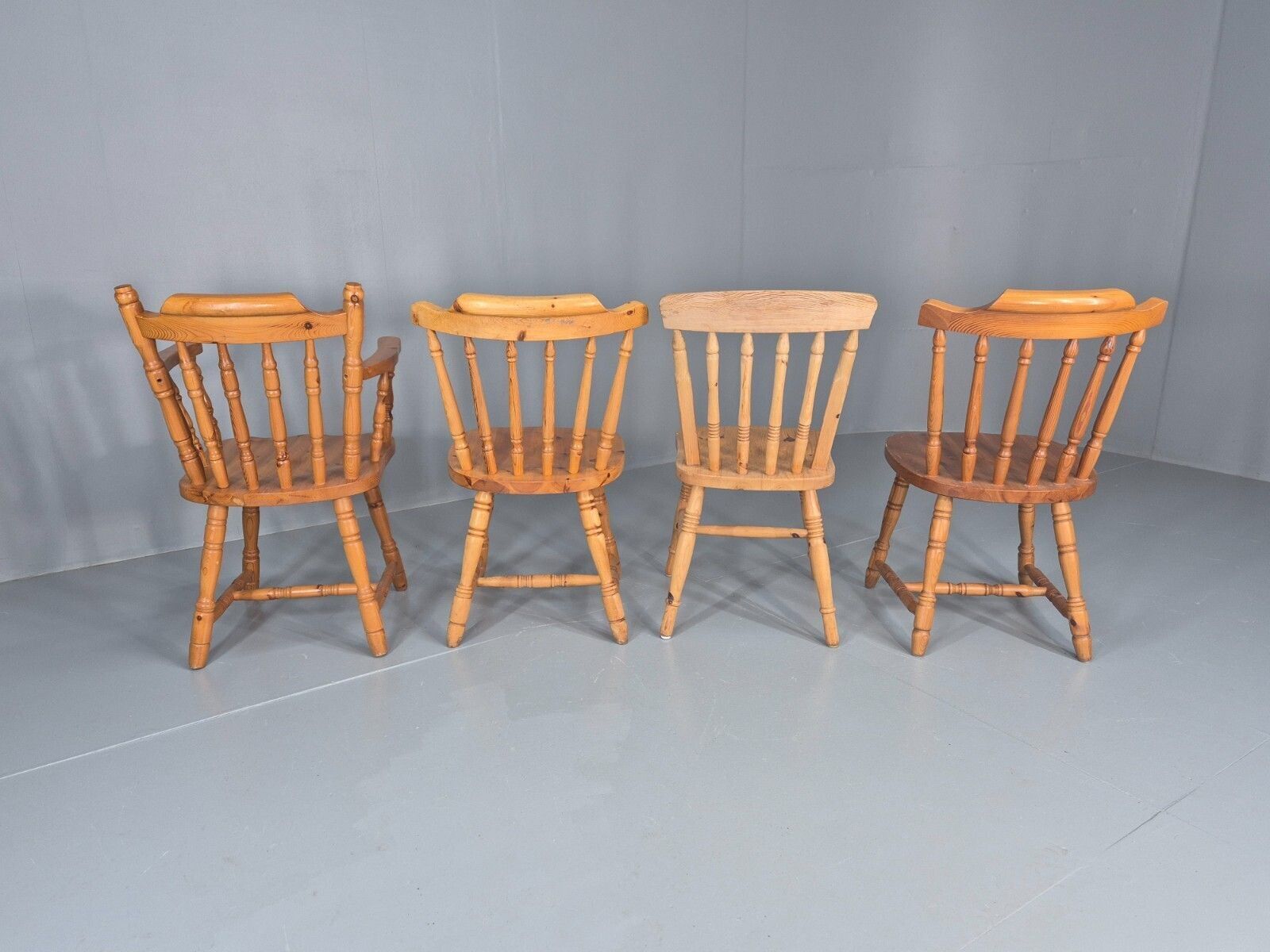 photo furniture Harlequin Set Of 4 Vintage Pine Dining Chairs 1980s Retro  Vdin