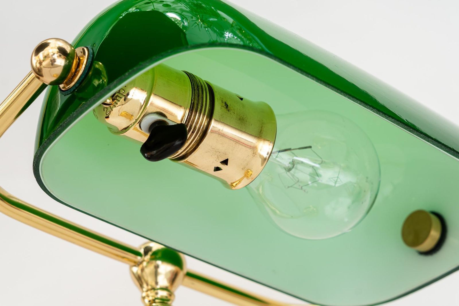 Banker Table Lamp With Glass Shade Vienna Around 1920s photo buy