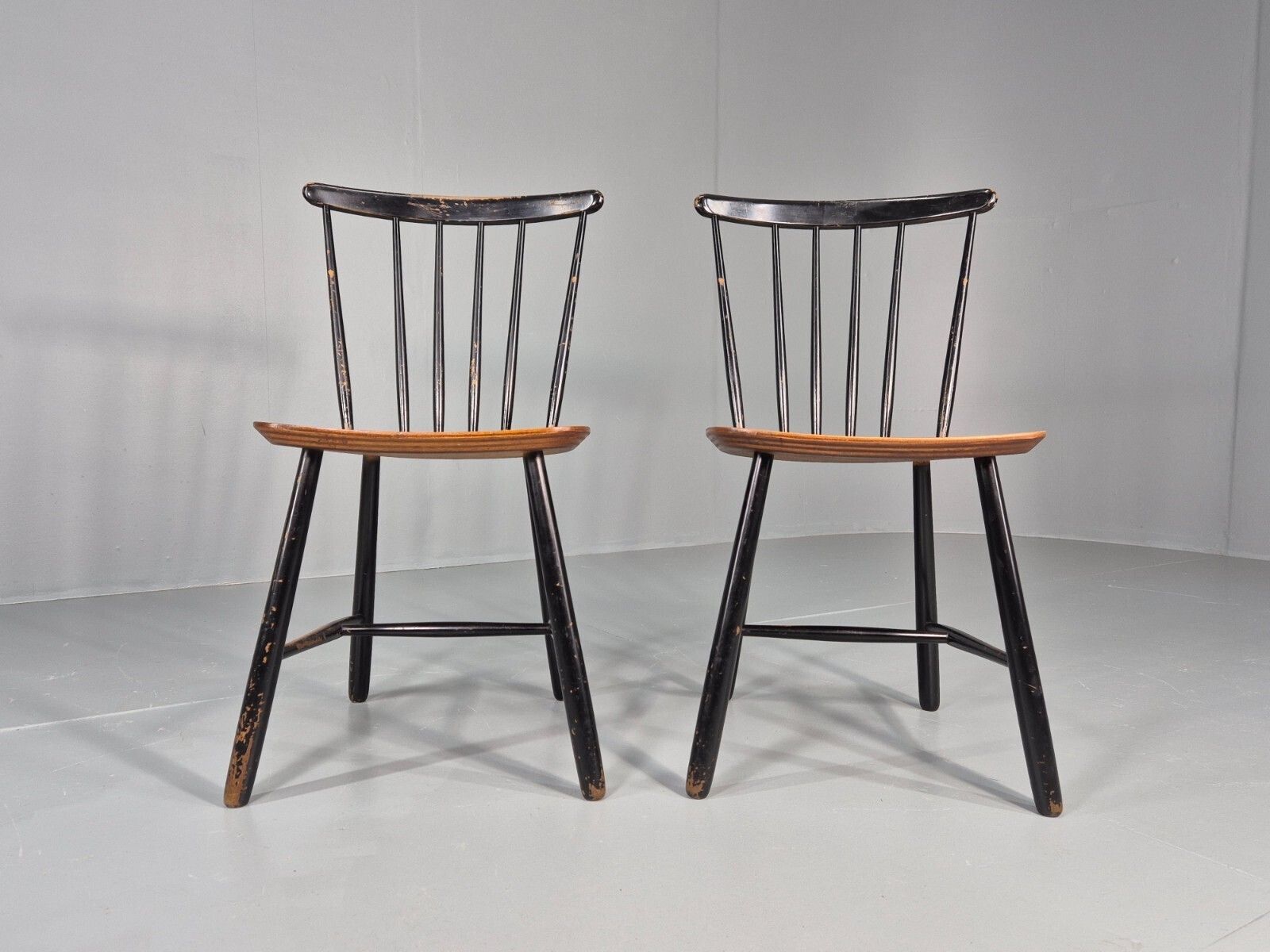 2 Vintage Midcentury Teak Dining Chairs Fannet By Ilmari Tapiovaara Mdin photo Furniture