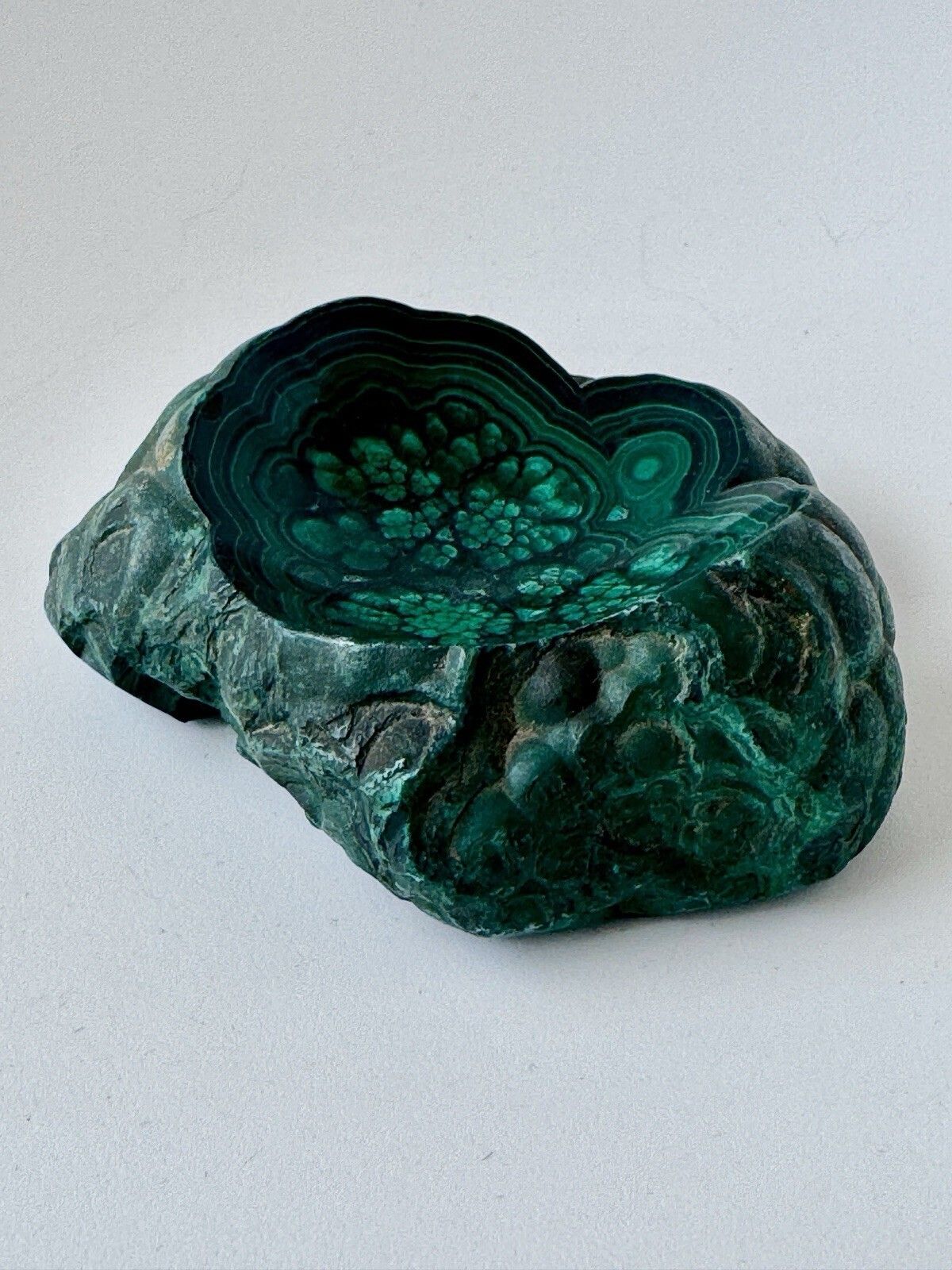 1950’s Polished Malachite Specimen Partially Polished Bowl photo Home Decor