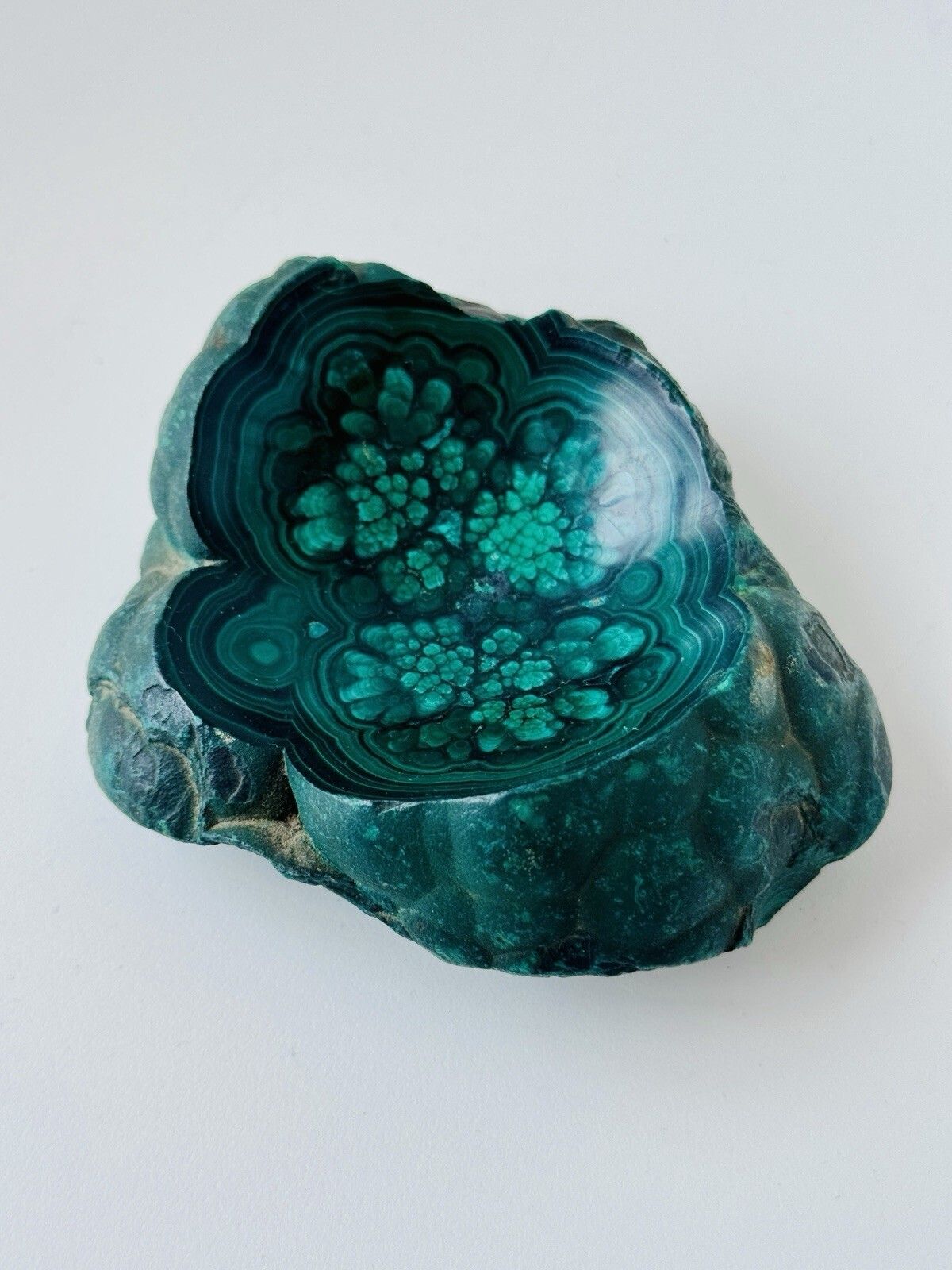 1950’s Polished Malachite Specimen Partially Polished Bowl photo 120.0