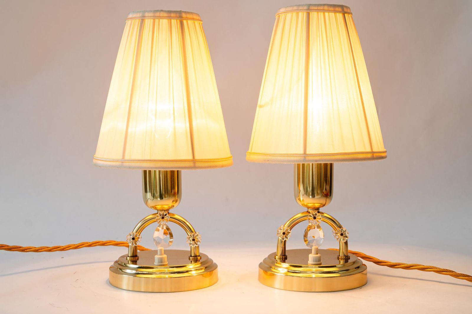 2x Rupert Nikoll Table Lamps With Fabric Shades Vienna Around 1960s photo buy