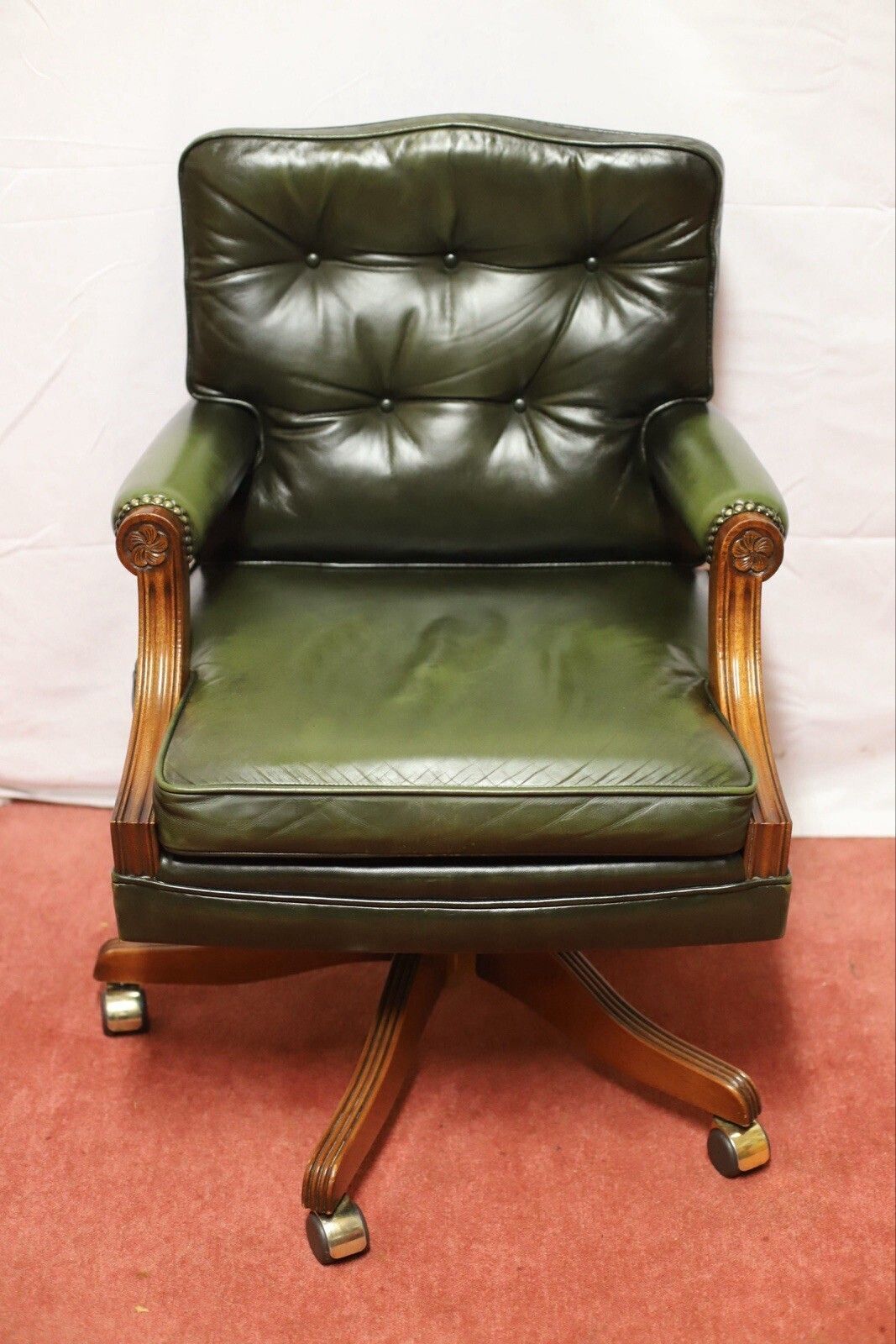 Bevan Funnel Reprodux , Stunning Mahogany And Leather Swivel Chair