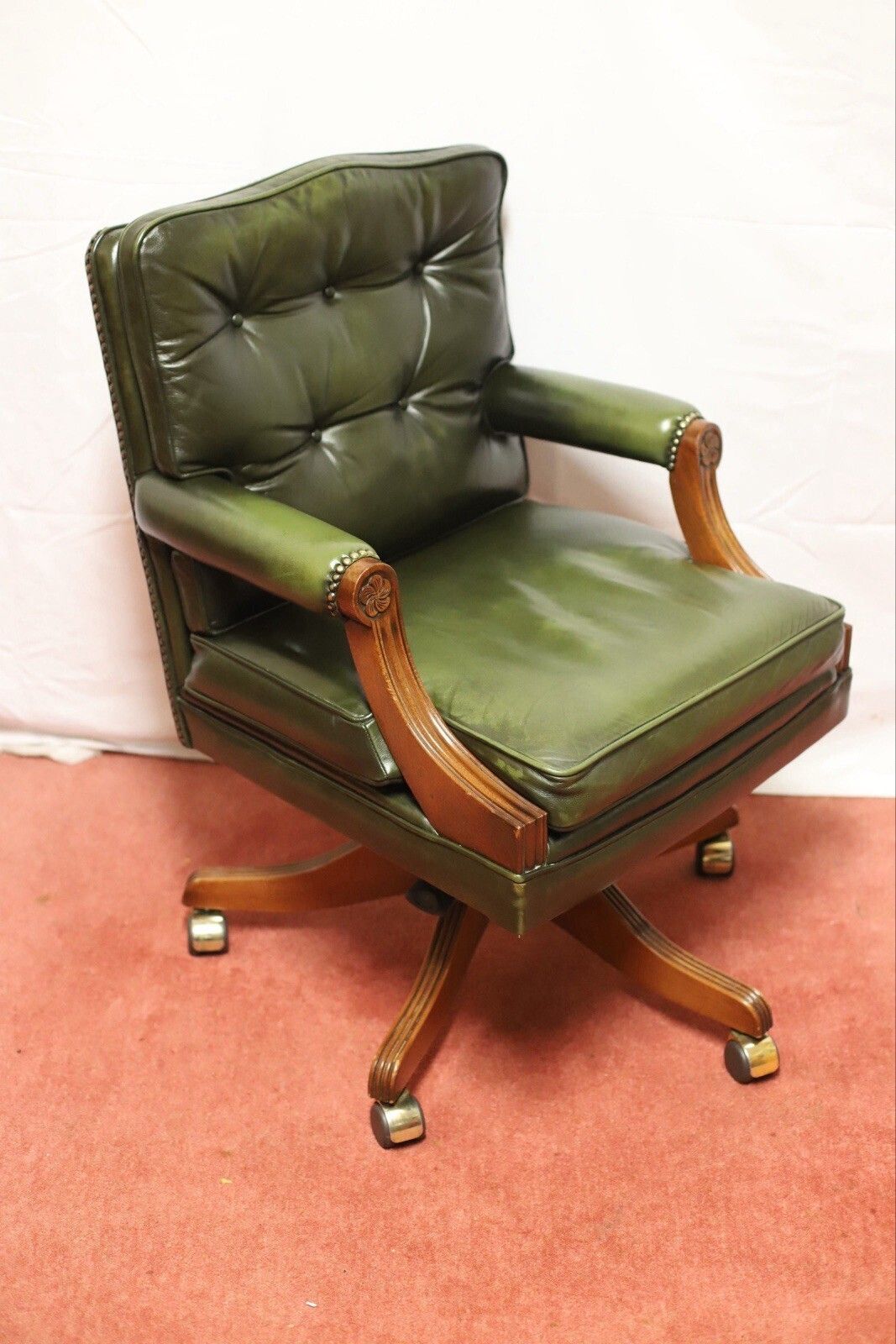 Bevan Funnel Reprodux , Stunning Mahogany And Leather Swivel Chair photo Furniture