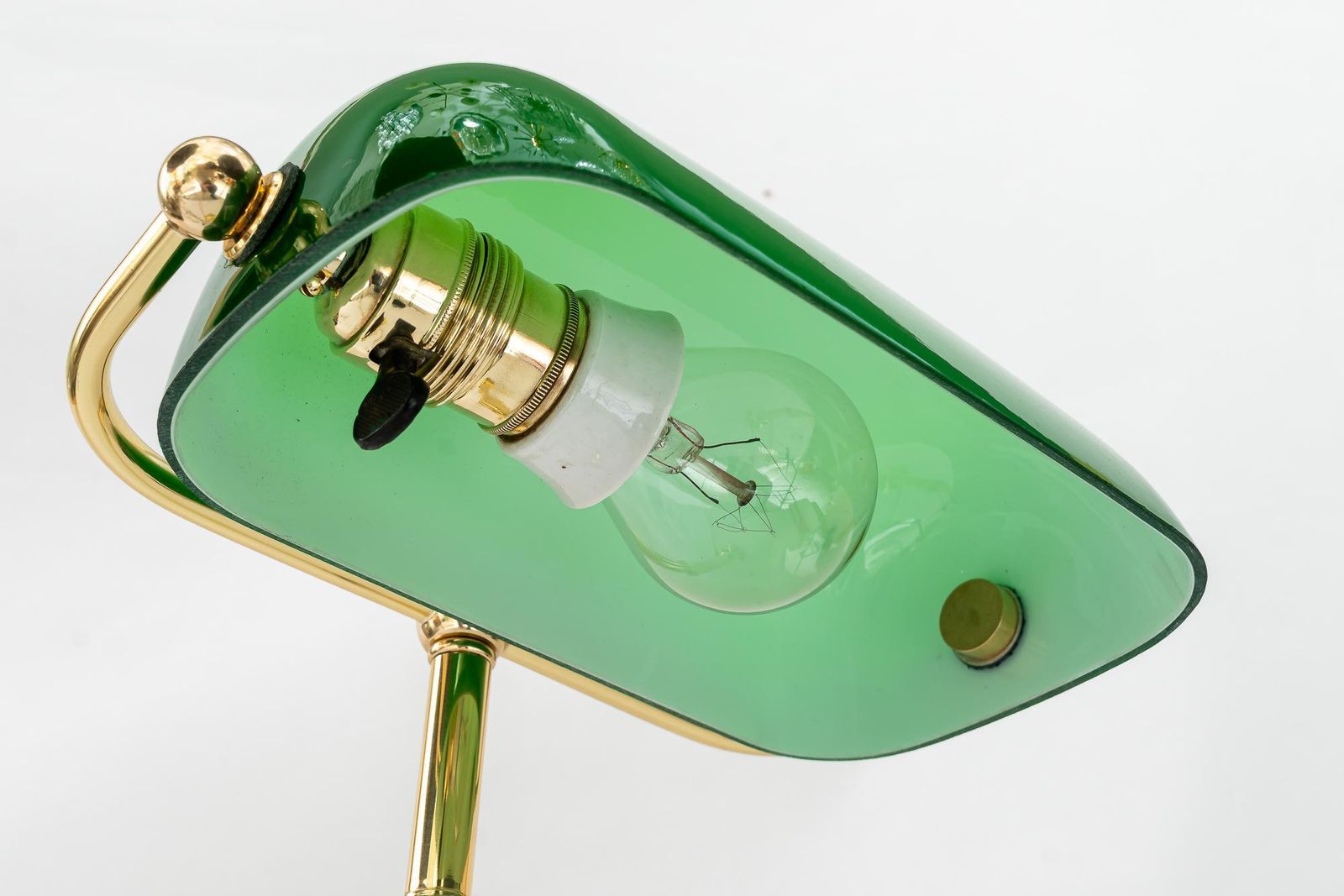 Solid Banker Table Lamp With Original Glass Shade Vienna Around 1920s photo 604.0