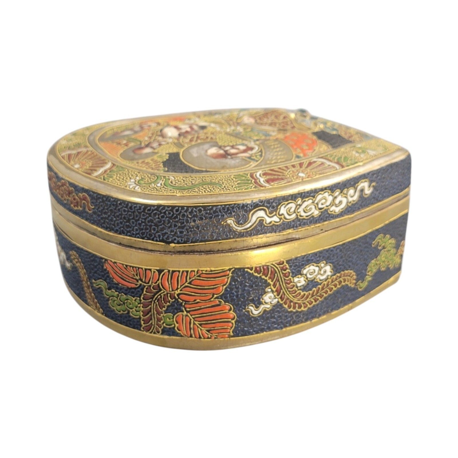 Antique Porcelain Japanese Meiji Satsuma Box By Toshōzan Signed 16 Cm photo buy