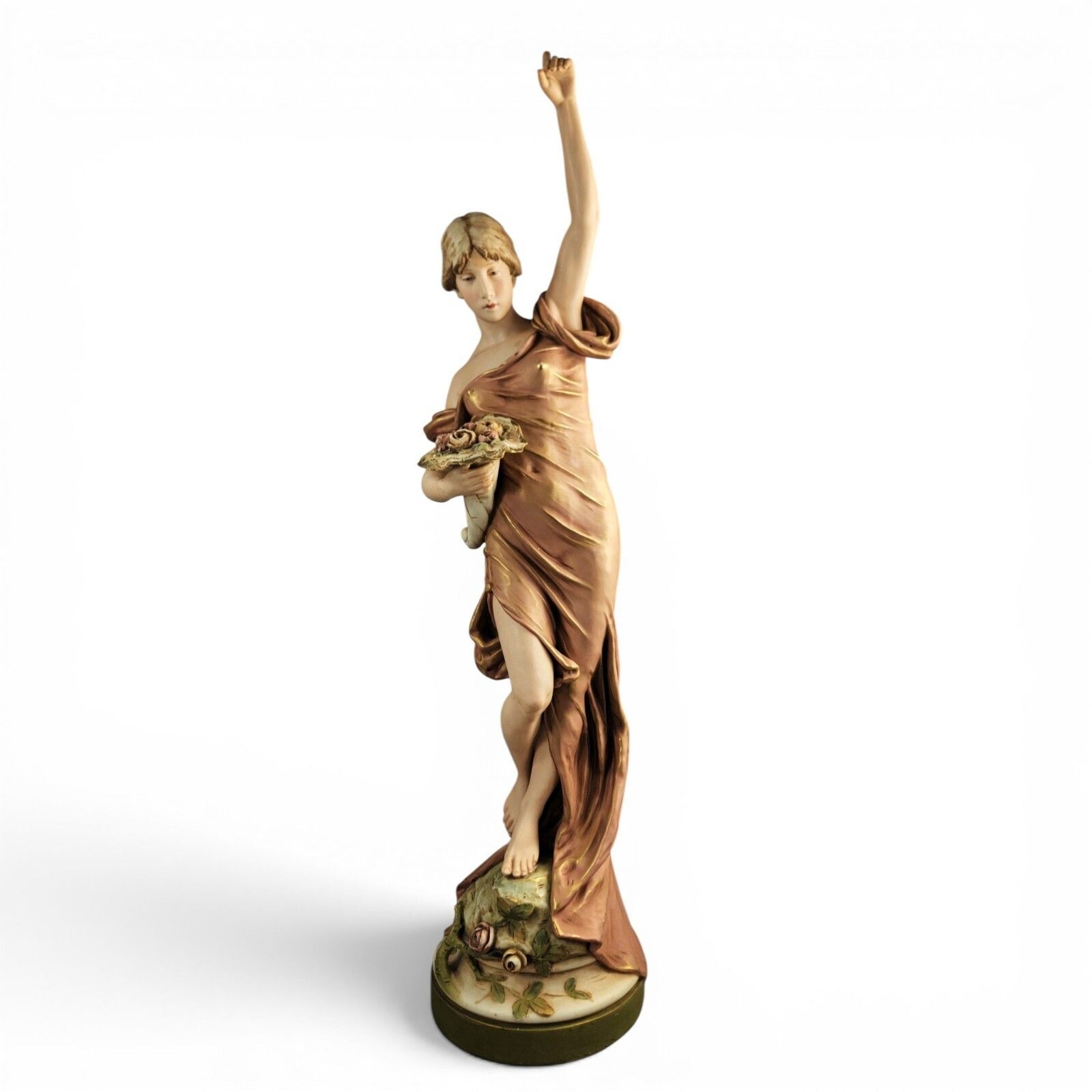 Art Nouveau Porcelain Royal Dux Bohemia Monumental Porcelain Figure Maiden 79 Cm
