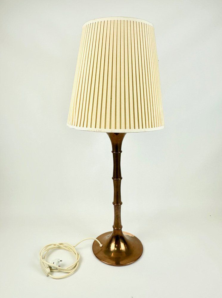 Mid Century Modern Bamboo Table Lamp In Bronze By Ingo Maurer For Design M, 1970s