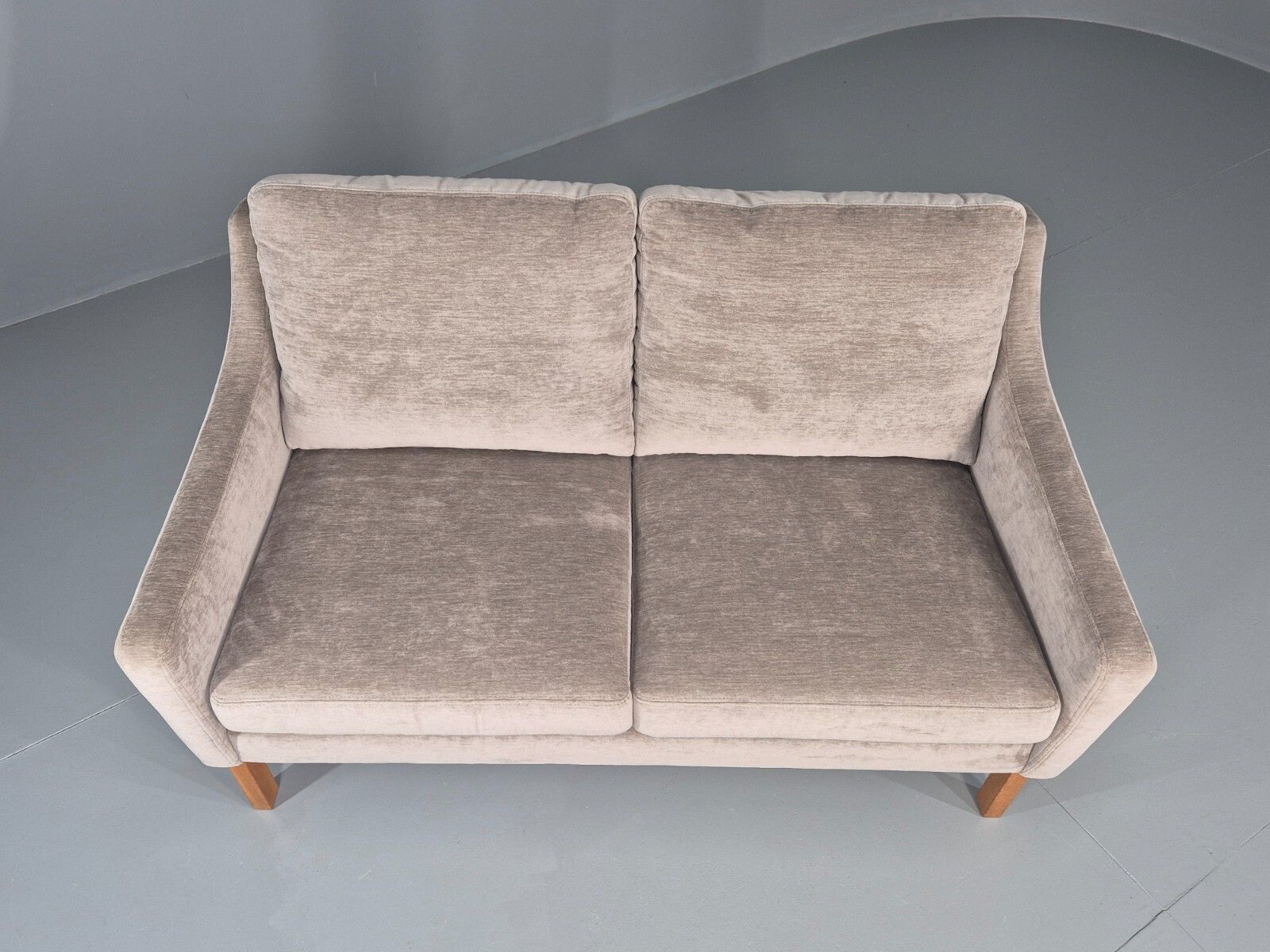 Vintage Mid Century 2 Seat Sofa New Upholstery Oak Base 1970s Retro Eb11822 M2ss photo buy