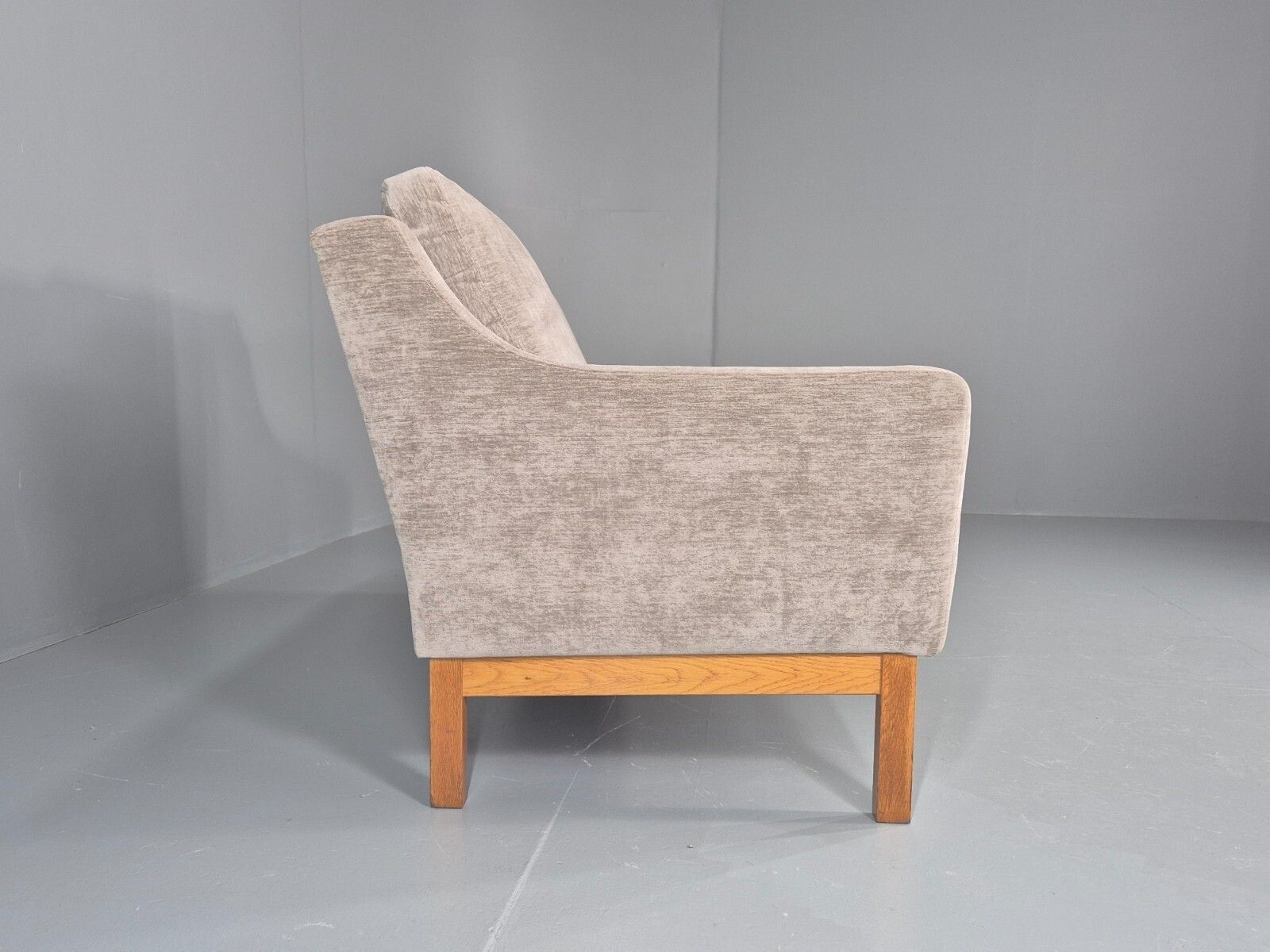 1800.0 Vintage Mid Century 2 Seat Sofa New Upholstery Oak Base 1970s Retro Eb11822 M2ss photo