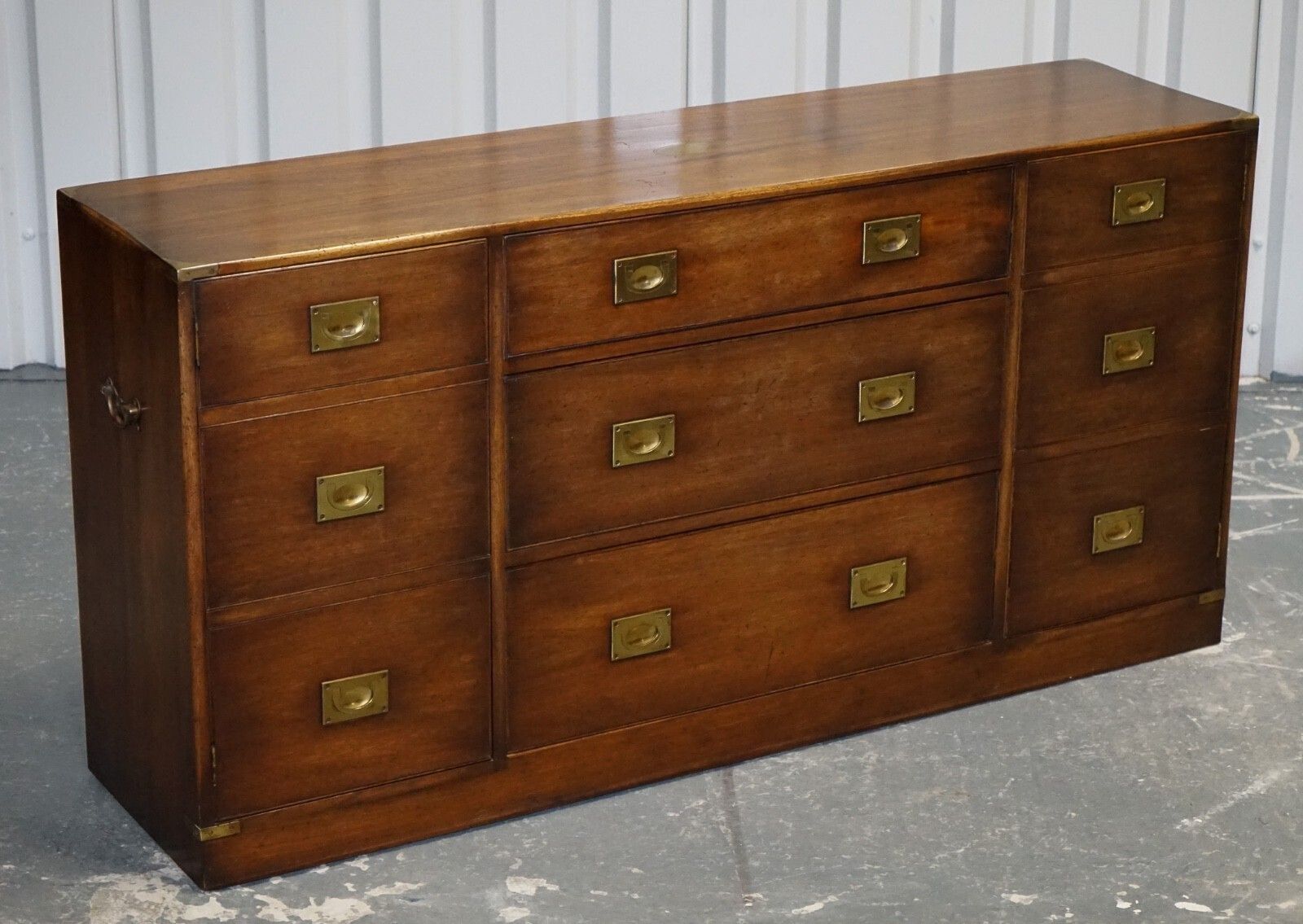 1950's English Bevan Funnel Military Campaign Sideboard Brass Fittings photo furniture
