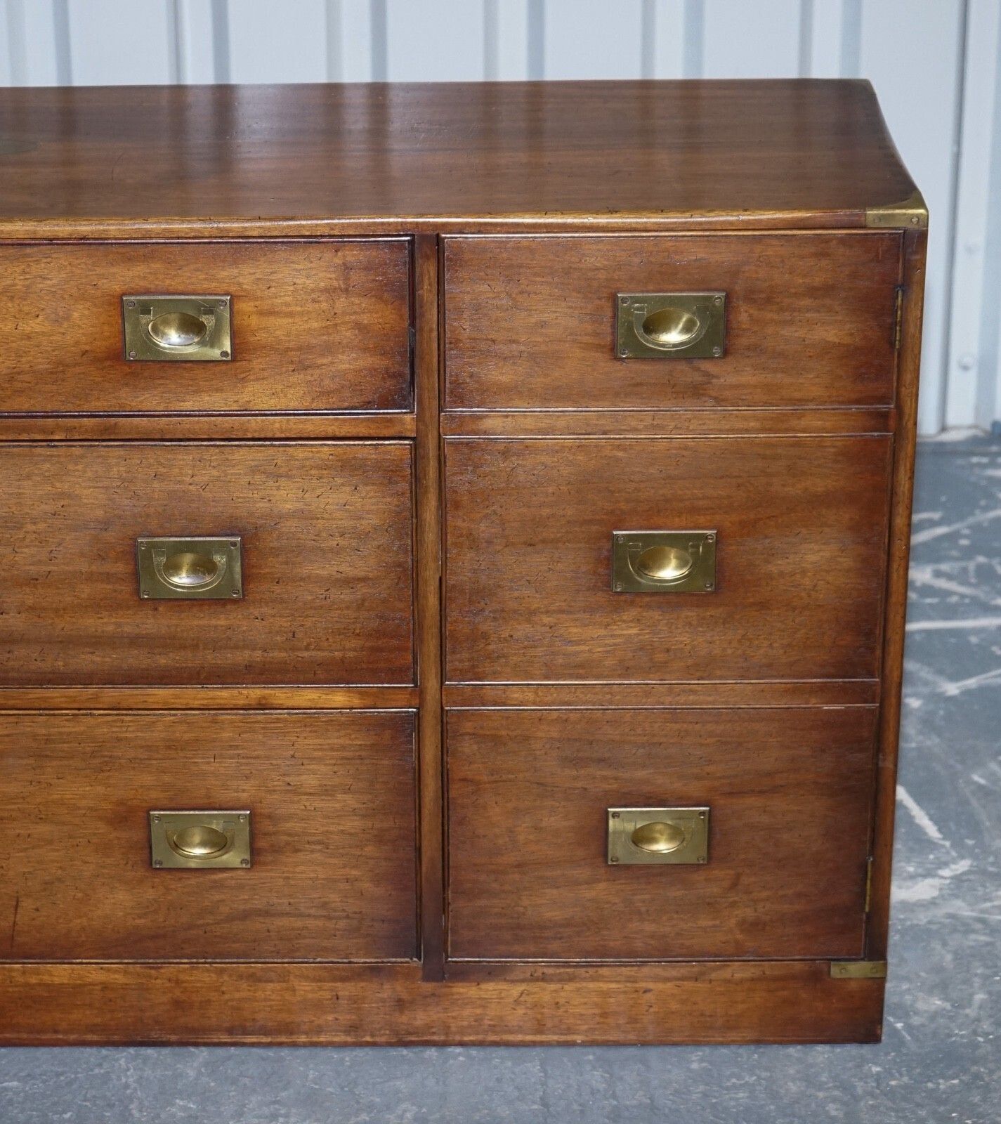1950's English Bevan Funnel Military Campaign Sideboard Brass Fittings photo Furniture