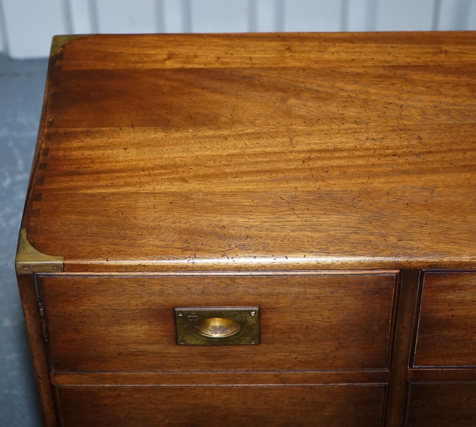 Furniture 1950's English Bevan Funnel Military Campaign Sideboard Brass Fittings photo