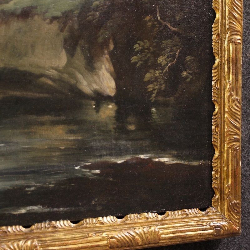 photo furniture Great 18th Century Italian Painting, Landscape With Genre Scene