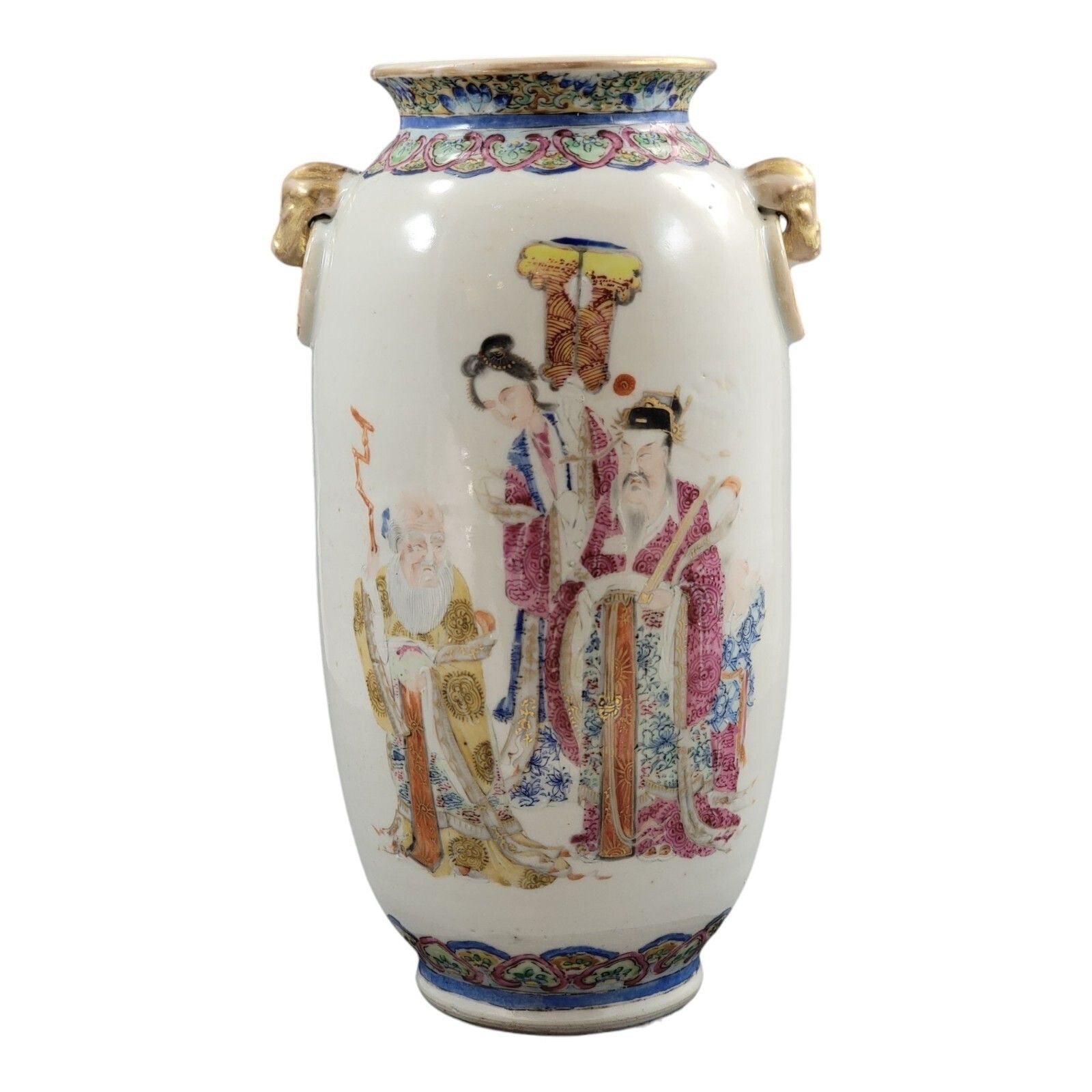Chinese Famille Rose Porcelain Vase With Magu And Shoulao, Jingdezhen, C. 1870