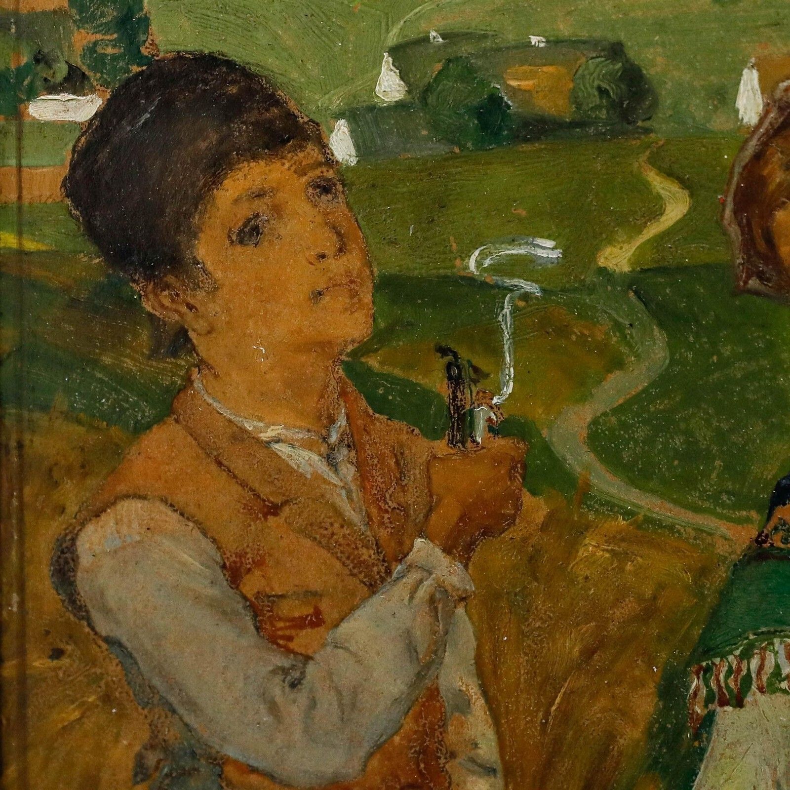 Reinhold Schmidt (1861 1927)   Folk Art Late 19th Century Oil, Courting Couple photo vinterior