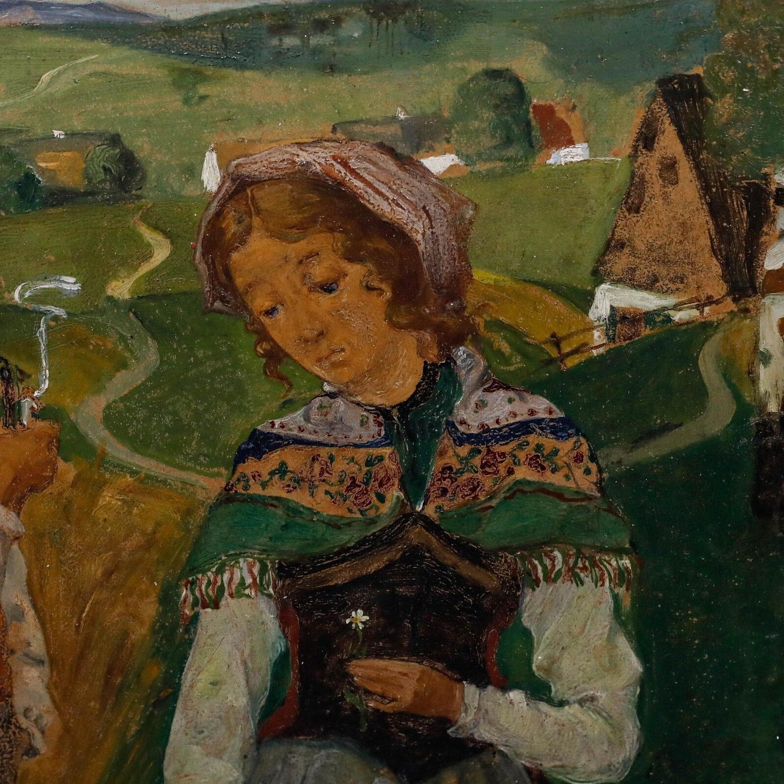 photo furniture Reinhold Schmidt (1861 1927)   Folk Art Late 19th Century Oil, Courting Couple