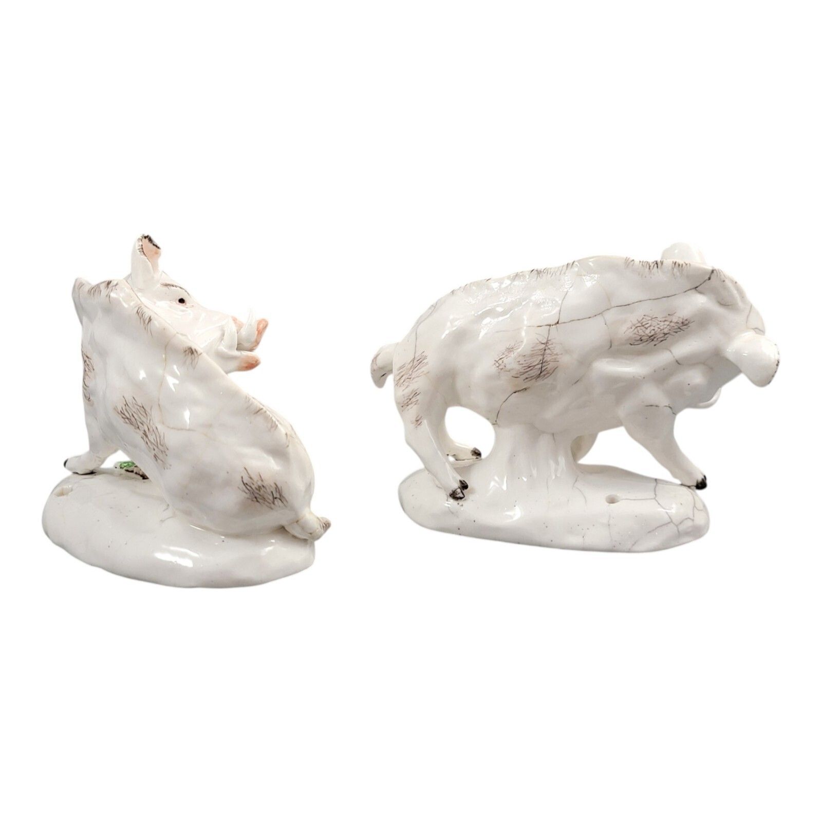 18th Century Derby Porcelain Manufactory Pair Of Wild Boars C.1755 Soft Paste photo Art