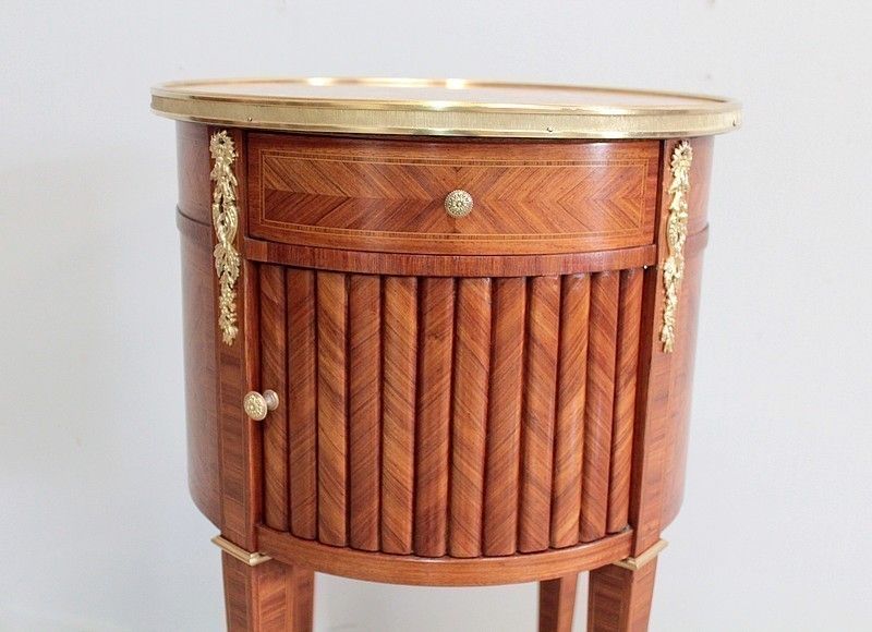 Bedside "Drum" Louis Xvi, 19th photo 1346.21