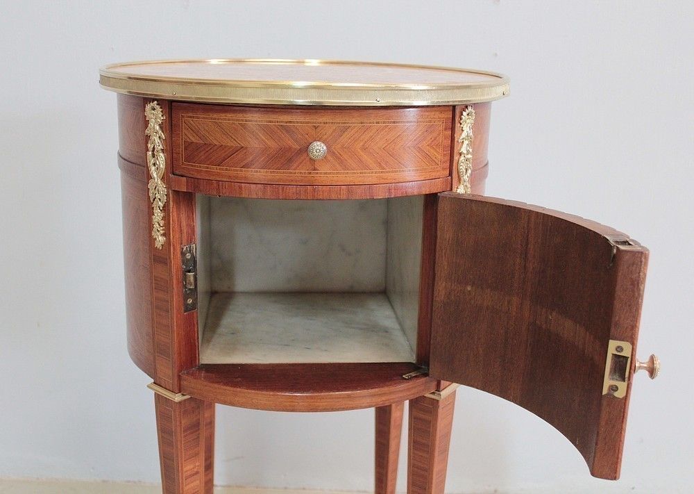 Bedside "Drum" Louis Xvi, 19th photo vinterior