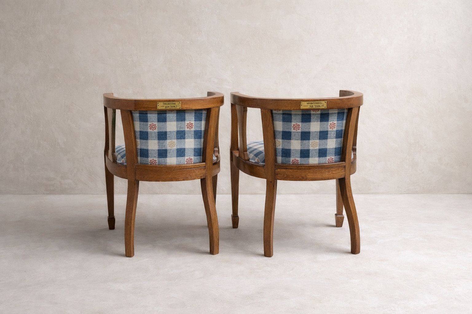 Pair Of Arts & Crafts Oak Tub Armchairs – Dated 1931, Newly Upholstered photo furniture