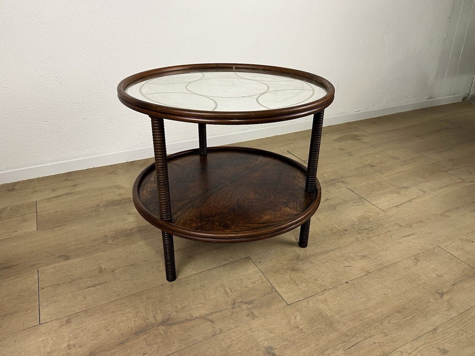 304.0 1950s Vintage Design Wood And Glass Coffee Table photo