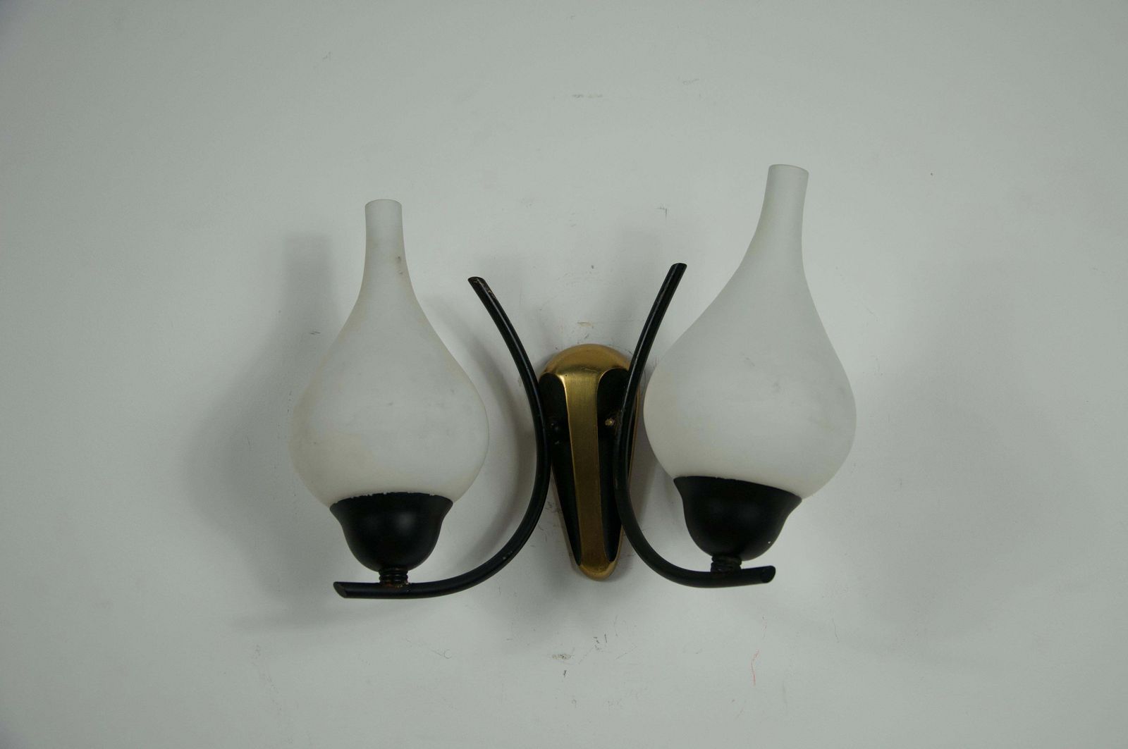 Mid Century Brass And Opaline Wall Lamps, Italy, 1960s photo buy