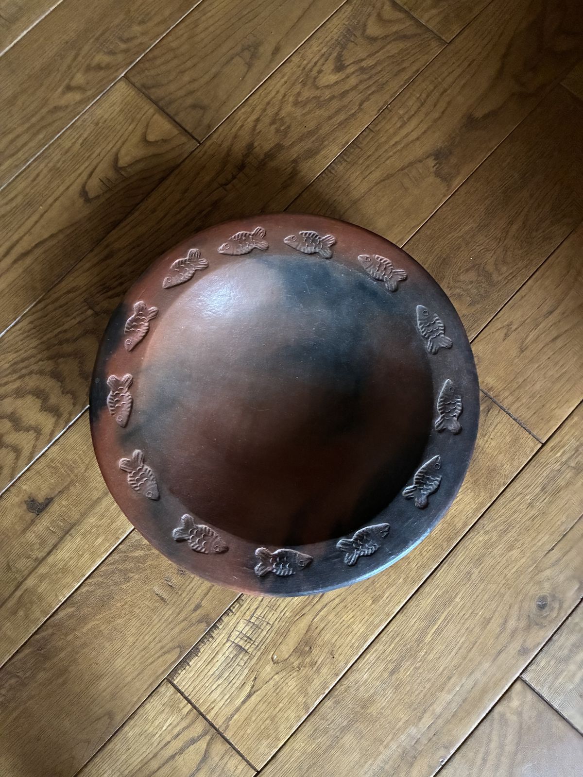 Large Vintage Sasak Pottery Charger Plate  Lombok, Indonesia   Hand Crafted Fish Motif photo Art