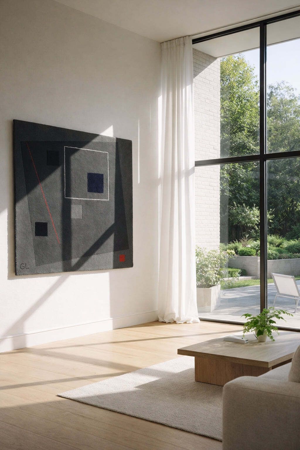 2433.0 Guy De Lussigny Geometric Abstract Rug / Tapestry For Tisca France photo