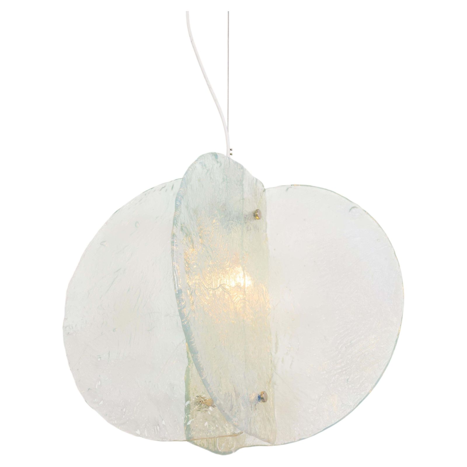 Stunning Clear Blue Murano Pendant Light Design Carlo Nason By Mazzega, 1970s