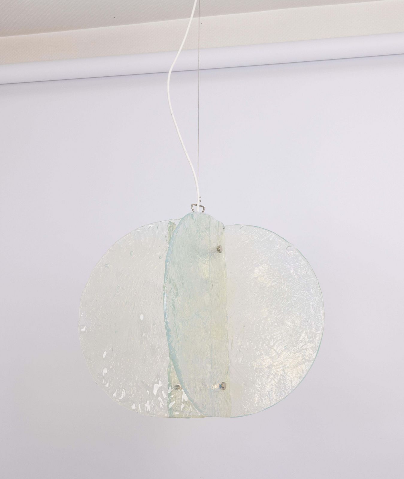 Stunning Clear Blue Murano Pendant Light Design Carlo Nason By Mazzega, 1970s photo vinterior