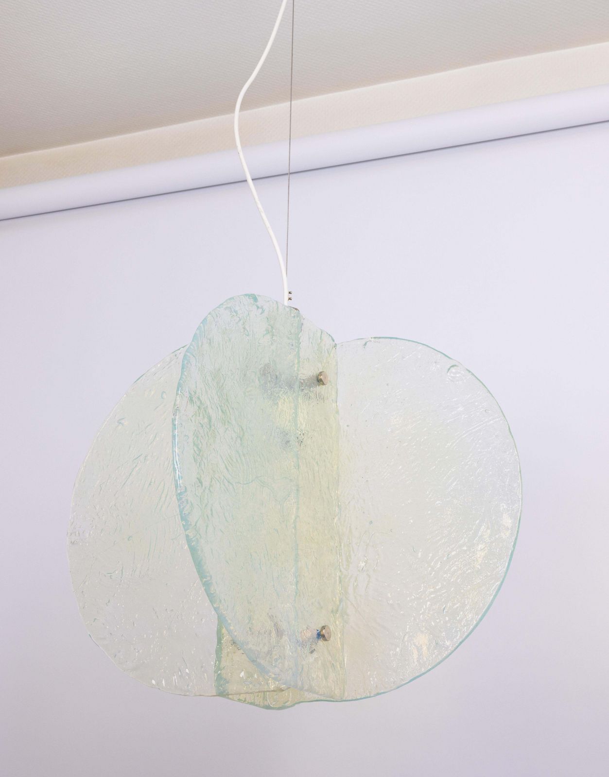 photo furniture Stunning Clear Blue Murano Pendant Light Design Carlo Nason By Mazzega, 1970s
