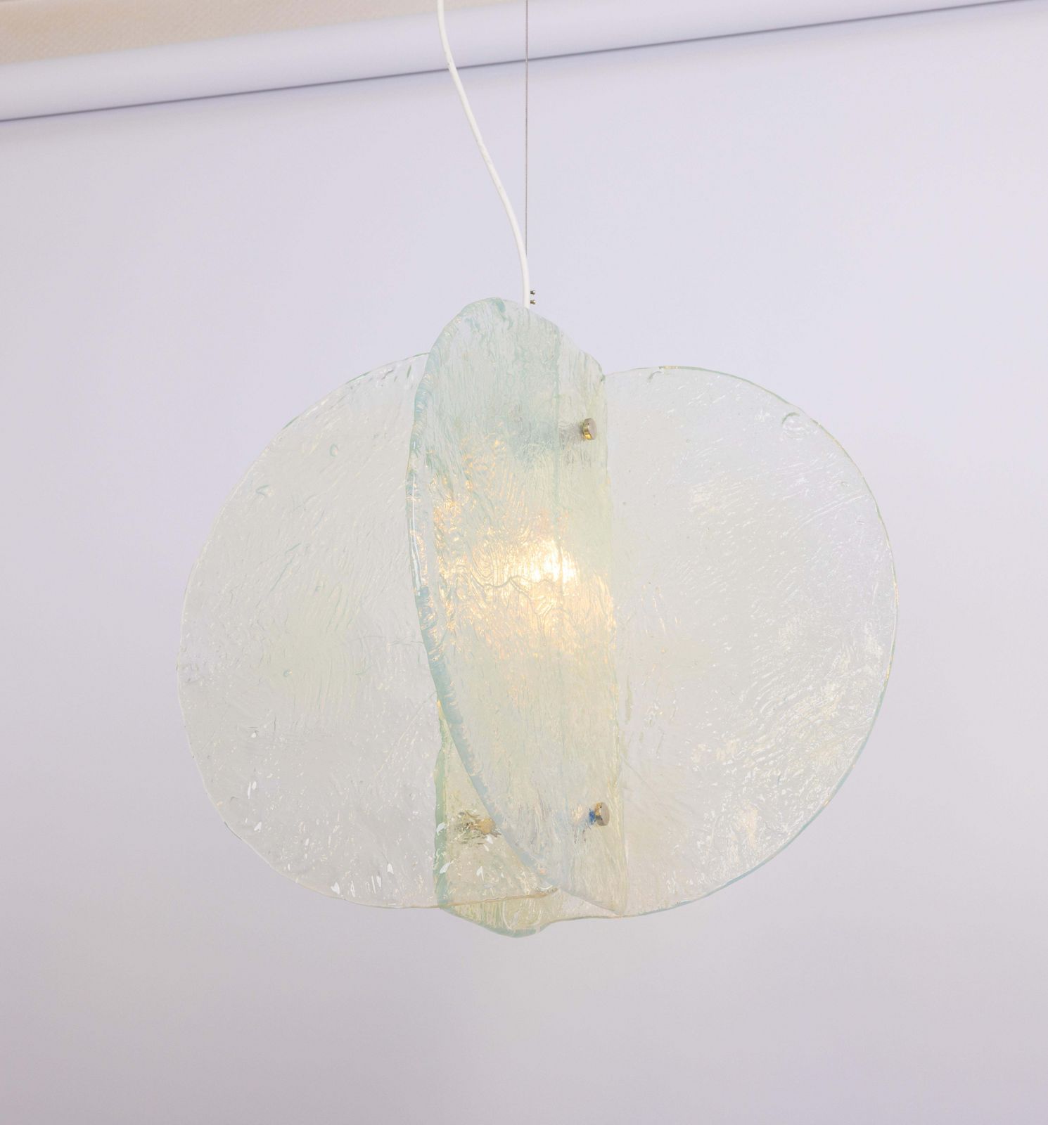 Lighting Stunning Clear Blue Murano Pendant Light Design Carlo Nason By Mazzega, 1970s photo