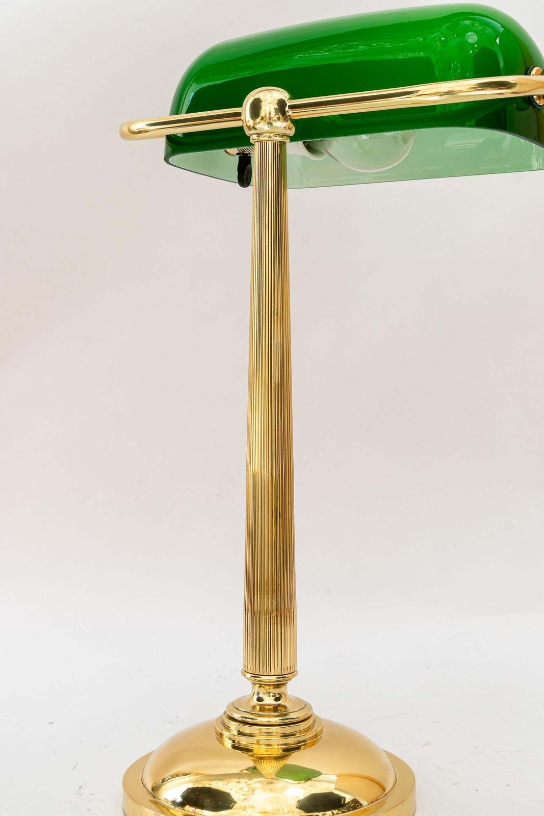 Art Deco Banker Lamp With Green Glass Shade Vienna Around 1920s photo for sale