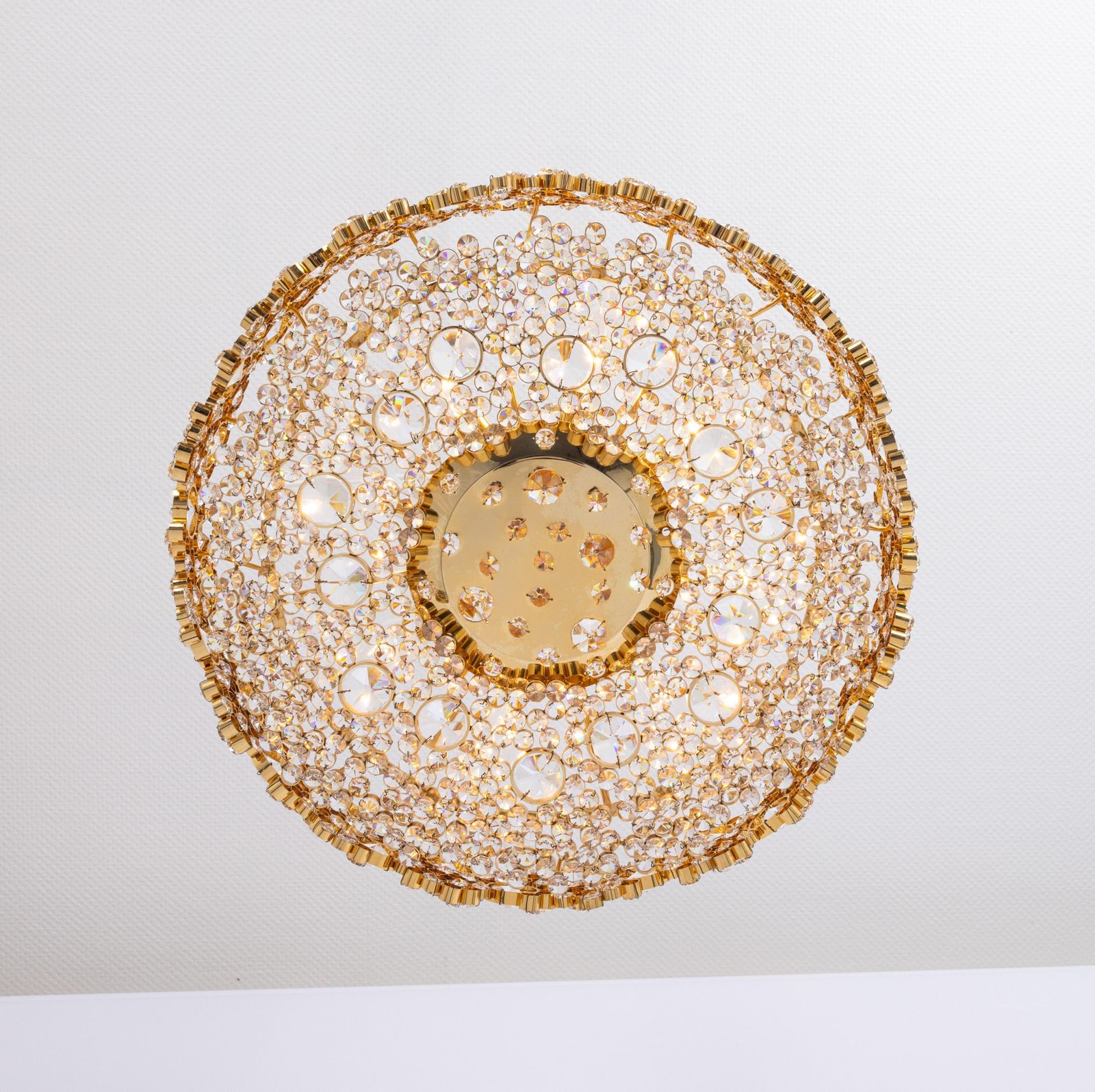 3376.0 Gilt Brass And Crystal Glass Encrusted Chandeliers By Palwa, Germany, 1970s photo