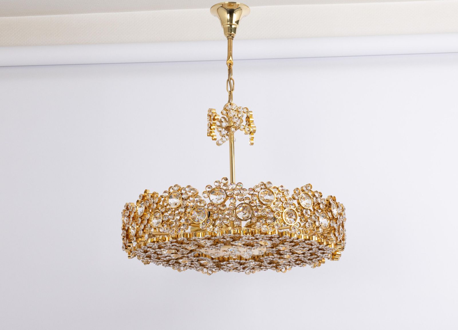 photo buy Gilt Brass And Crystal Glass Encrusted Chandeliers By Palwa, Germany, 1970s
