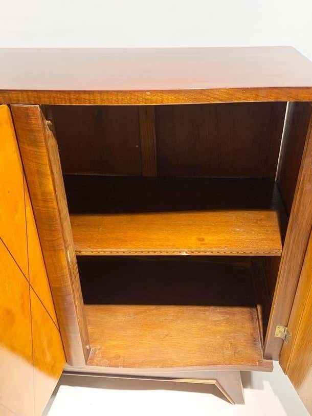 Furniture Mid Century French Art Deco Sideboard With Diamond Marquetry And Brass Details photo