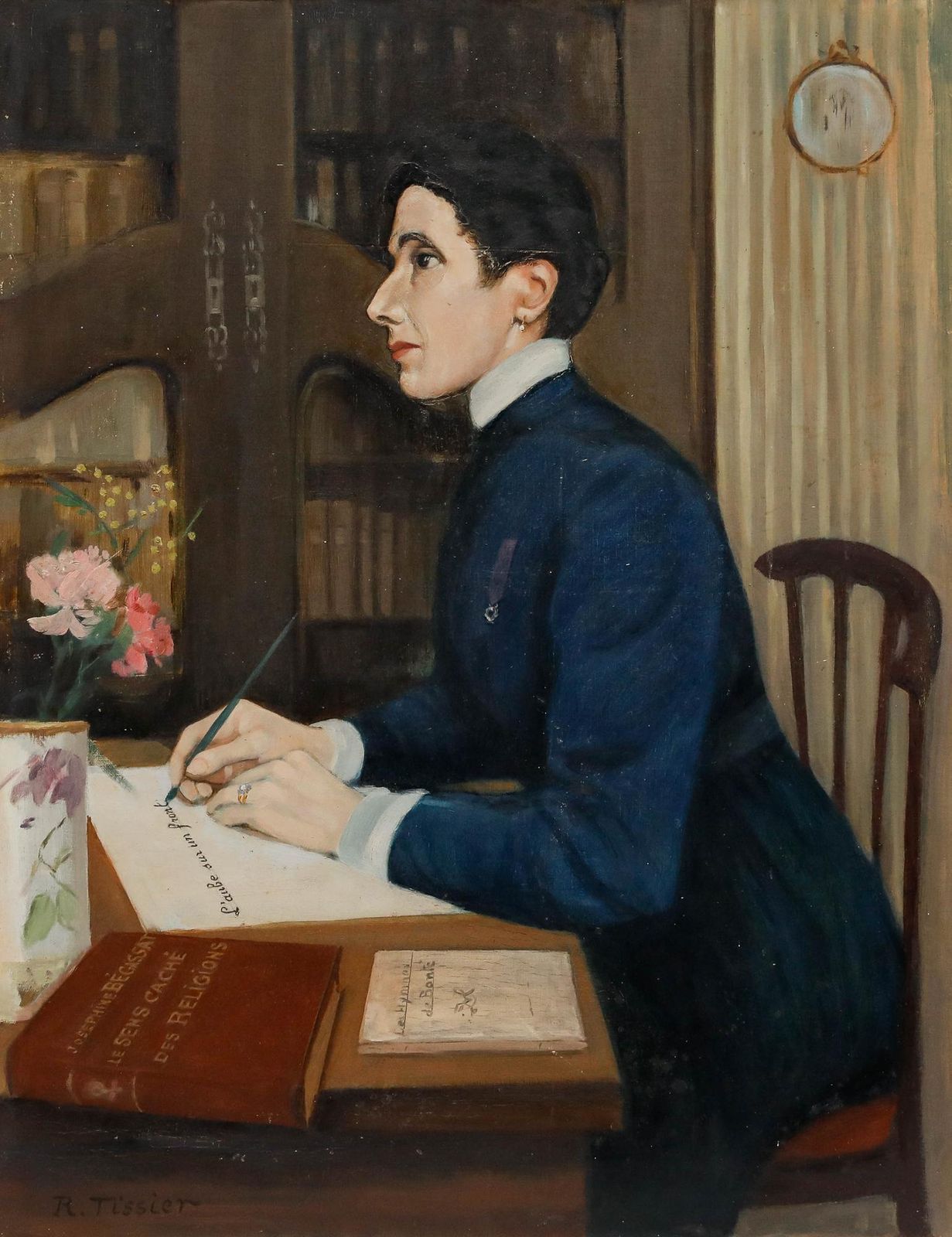 R. Tissier   Early 20th Century Oil, Portrait Of Joséphine Bégassat (1896 1981) photo furniture