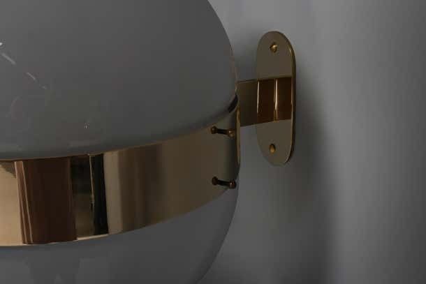 Set Of Two Brass And Opaline Glass ‘Clio’ Sconces By Sergio Mazza For Artemide photo vintage