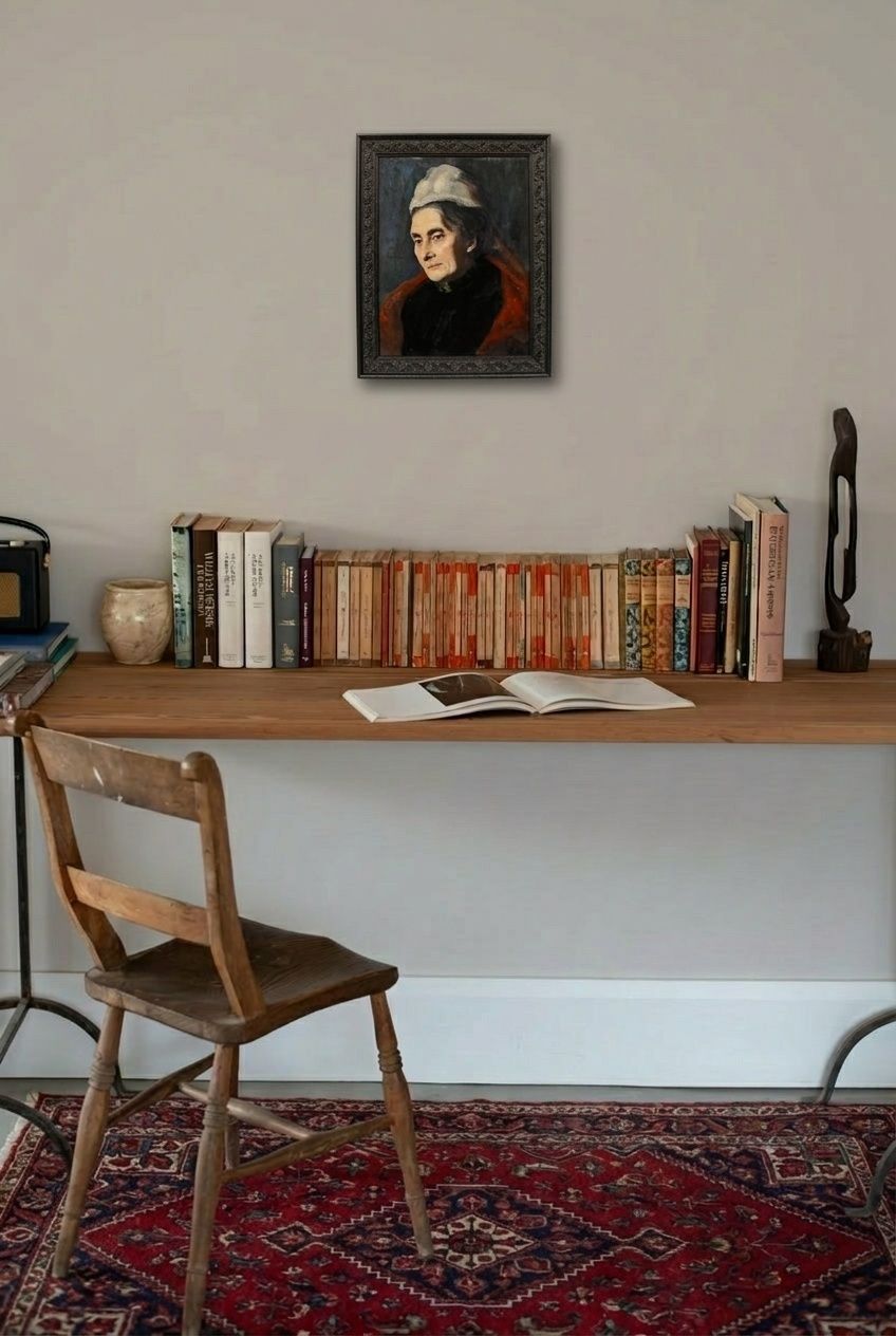Framed 1888 Oil   Portrait Of A Lady photo for sale