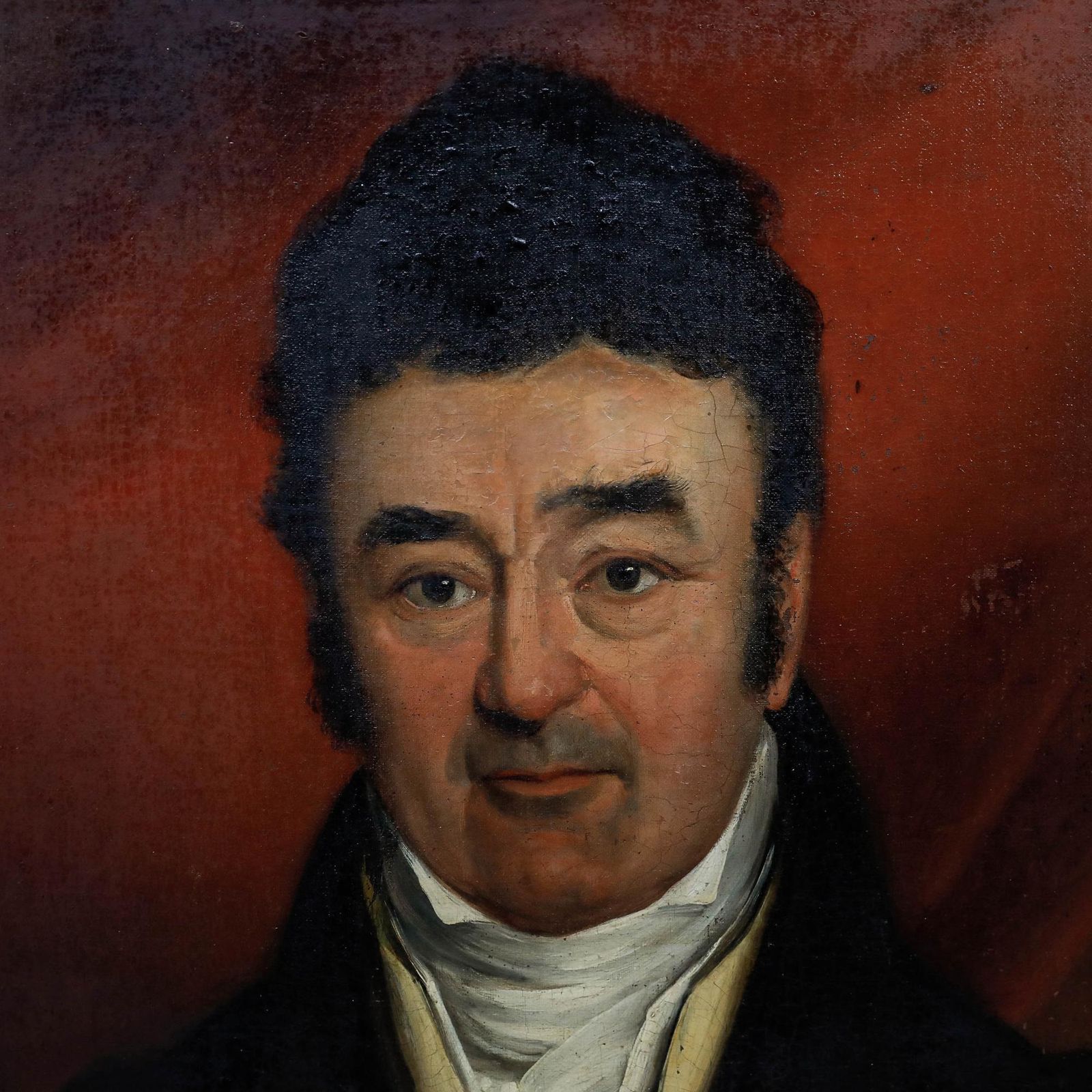 Early 19th Century Oil   Gentleman In Silk Necktie photo 650.0