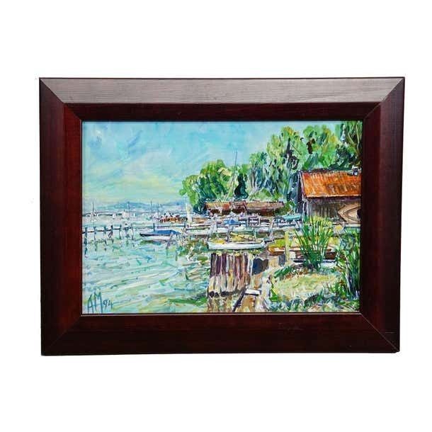 Fraueninsel, Eastern Shore – Oil Painting By Alexander Michael, 1994 photo furniture