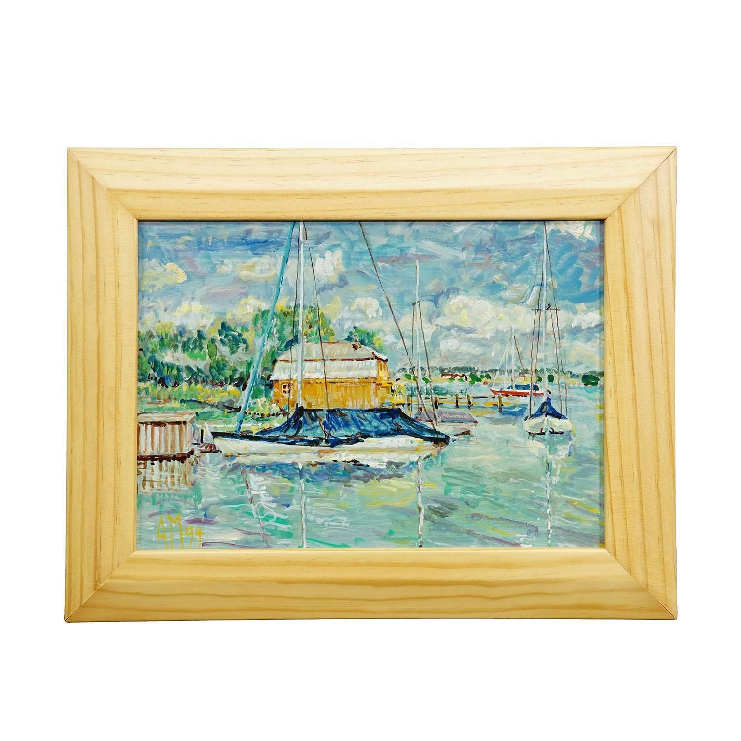 Oil Painting By Alexander Michael Boathouse Lake Chiemsee  1994 photo furniture