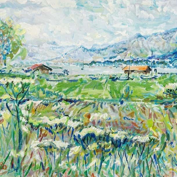 Lake Chiemsee – Oil Painting By Alexander Michael, 1990 photo vinterior