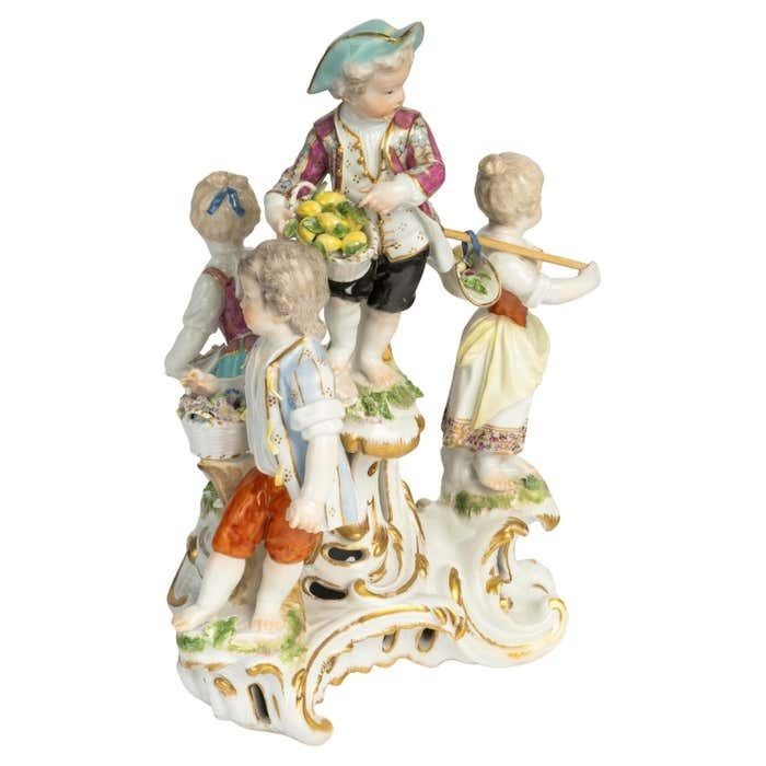 Meissen Porcelain Sculpture Depicting A Group Of Children, 18th Century.
