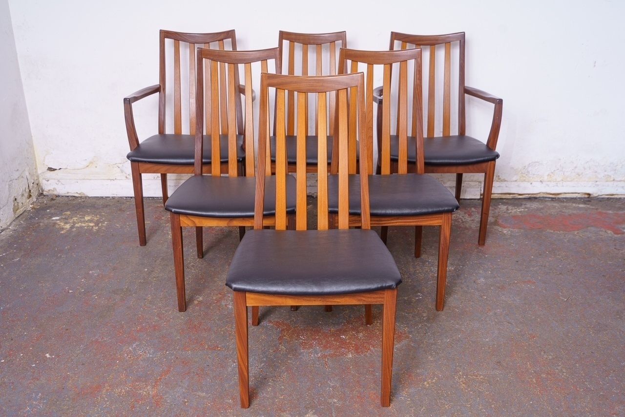 6 Newly Upholstered G Plan Mid Century Teak Dining Chairs