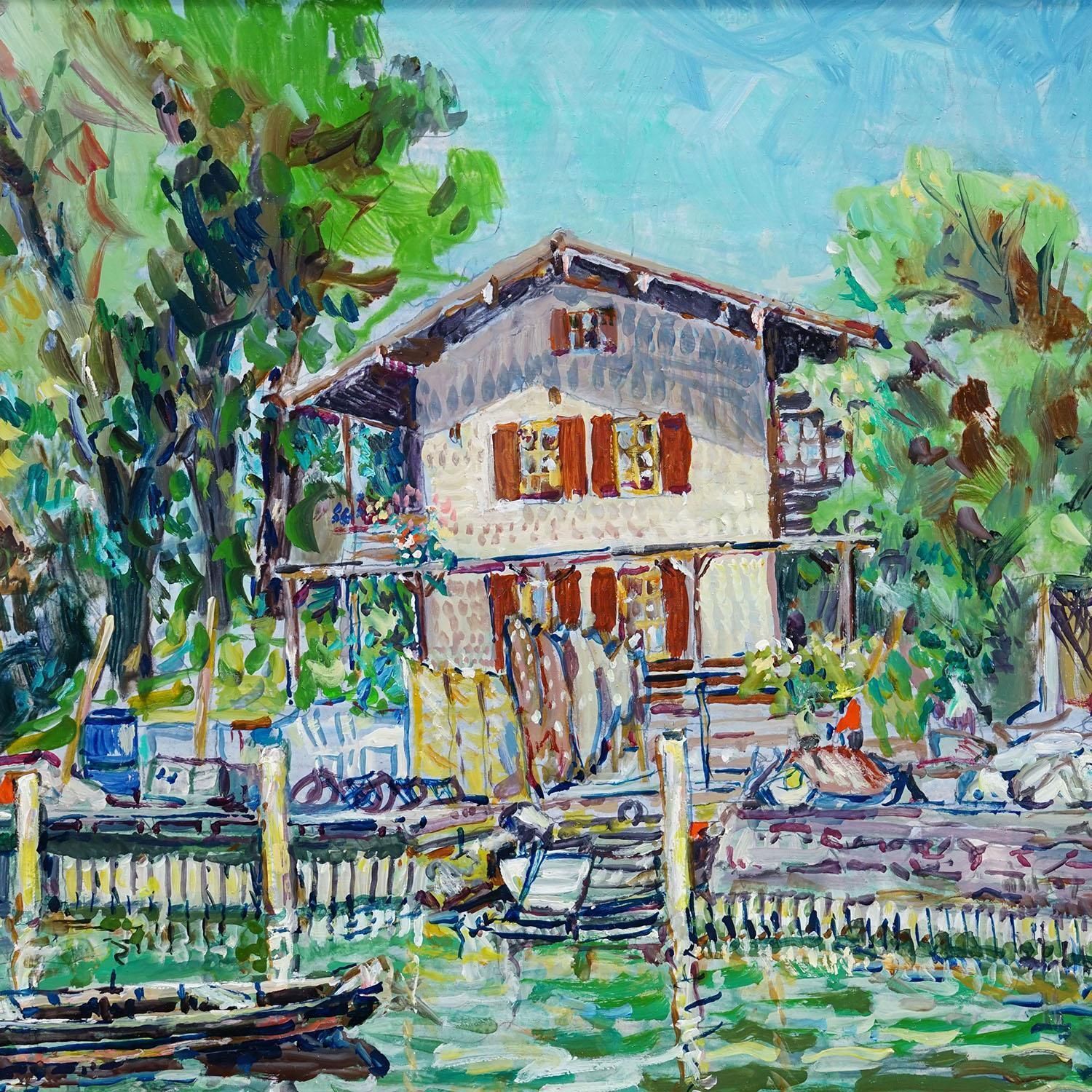 Oil Painting By Alexander Michael   Haeus'l Frauenchiemsee 1994 photo vinterior