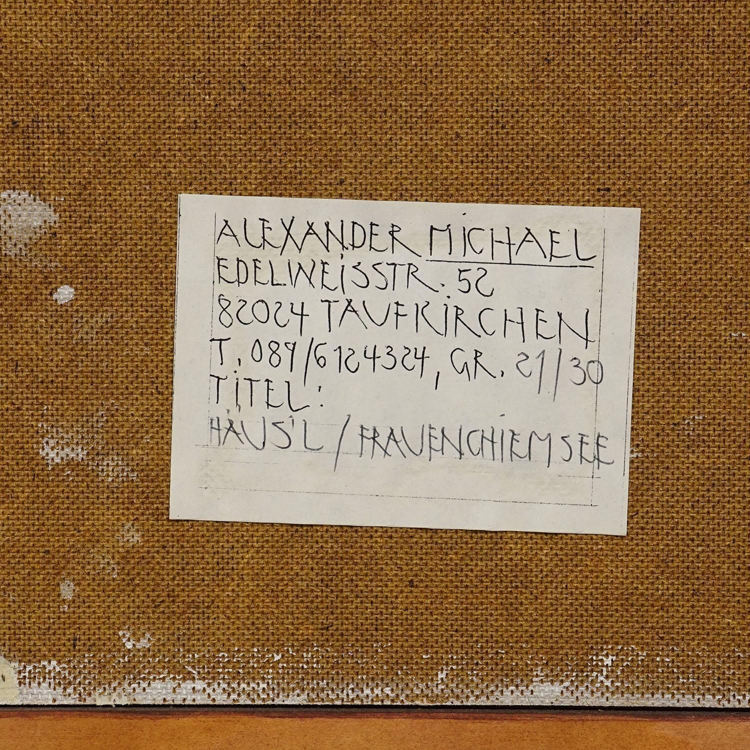 Oil Painting By Alexander Michael   Haeus'l Frauenchiemsee 1994 photo vintage