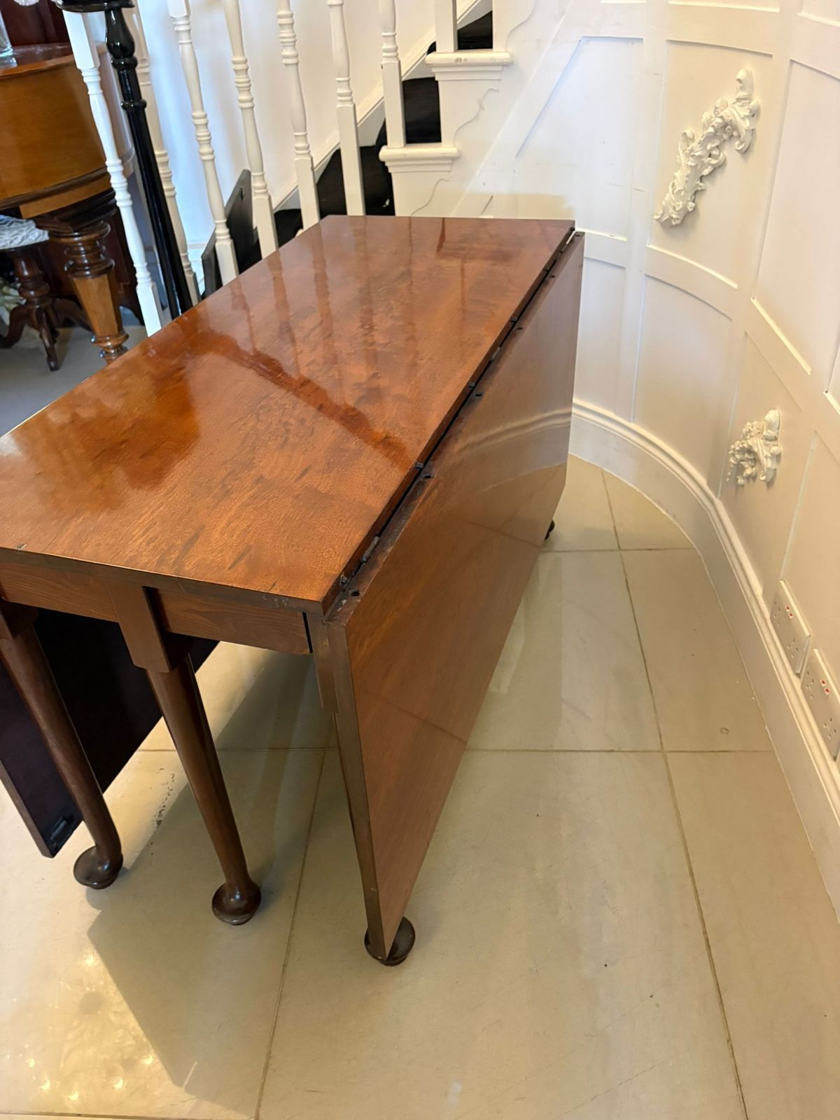 photo furniture Antique Rare Figured Mahogany Metamorphic Dining Table 12 Seater