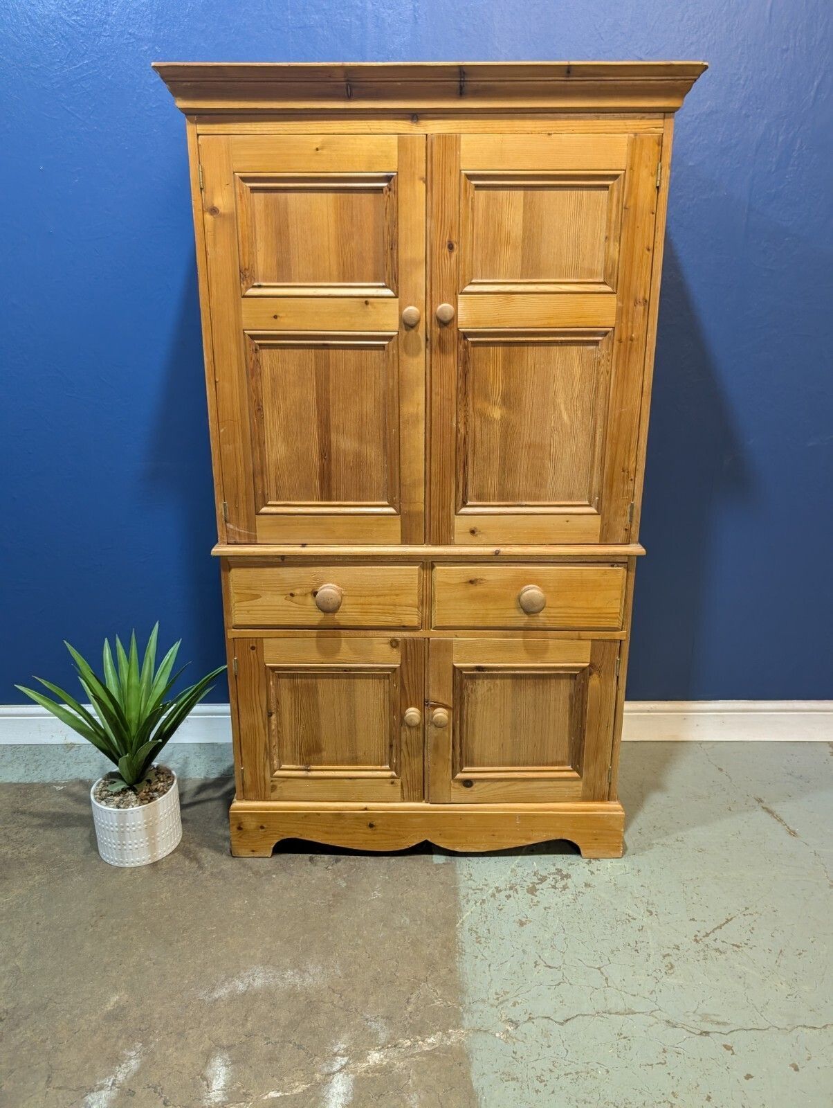 Vintage Pine Wardrobe Armoire Larder Linen Closet Bedroom Kitchen Drawers Chest.
